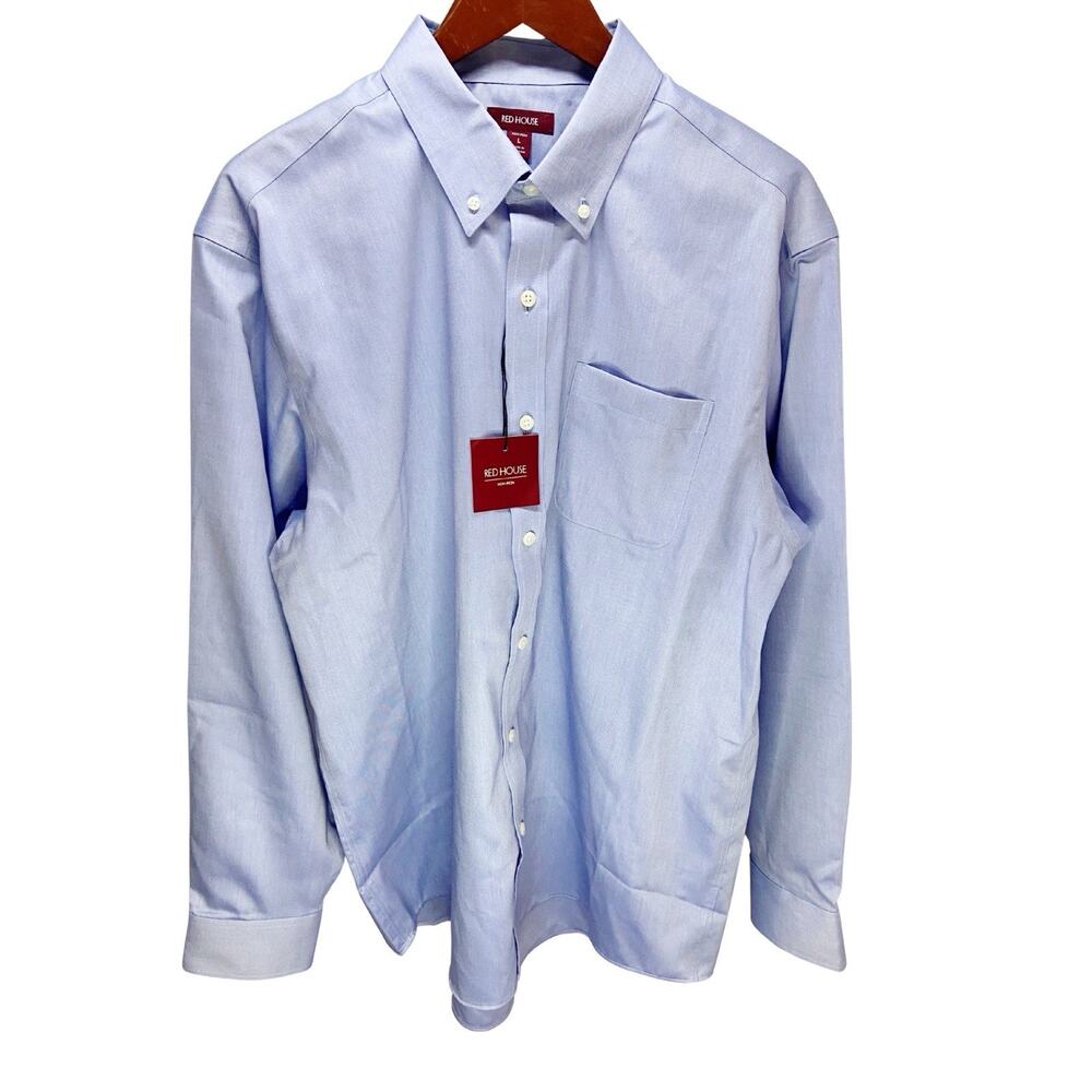 Red House NWT Men’s Blue Button Up W/Button Down Collar sz L